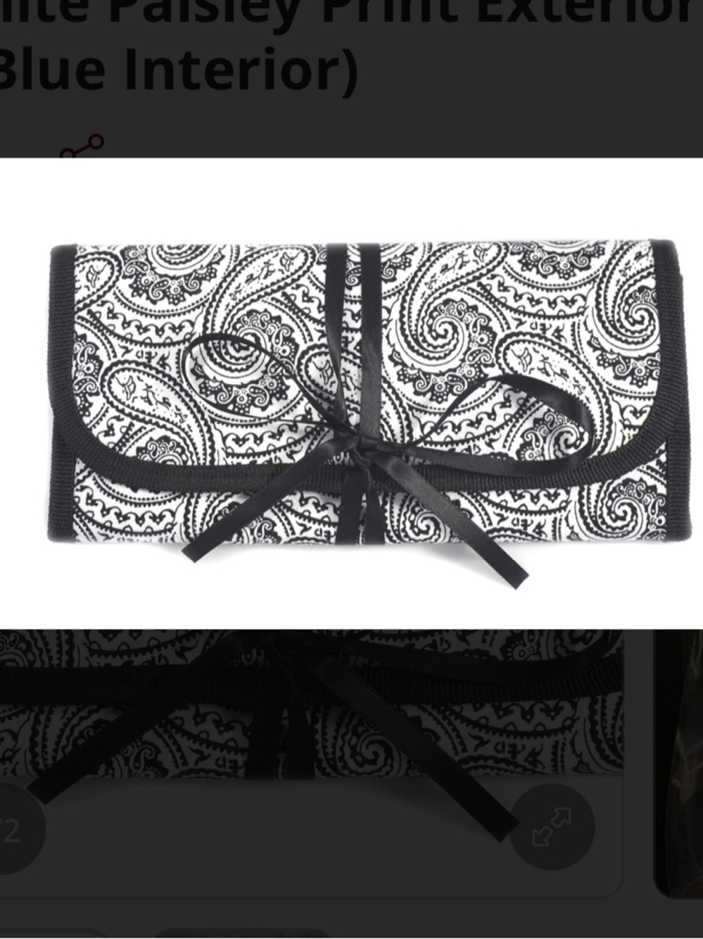 Black & White Paisley Travel Jewelry Roll
